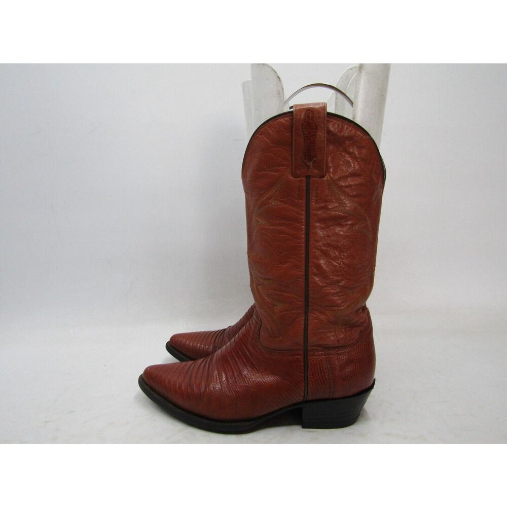 El General Mens 5 M Brown Leather Lizard Cowboy Western Boots